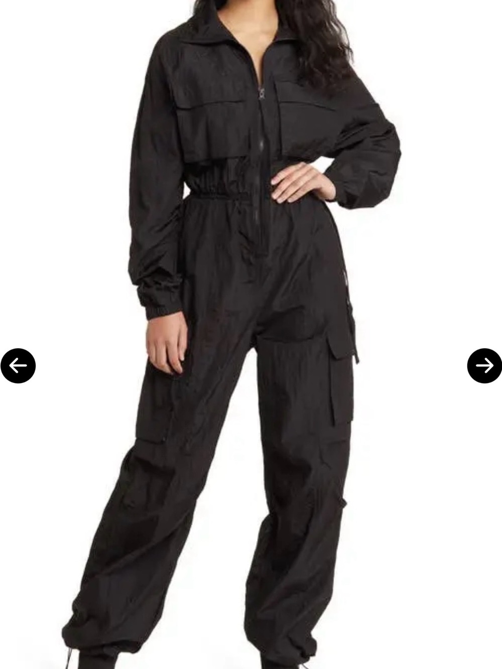 Jluxlabel Black cargo Utility Jumpsuit - Women's Long Sleeve Coverall